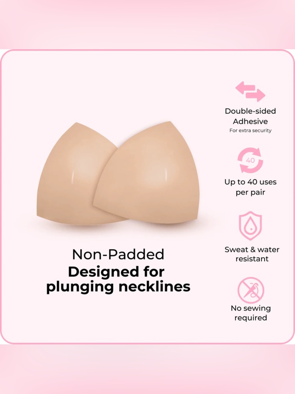 BOOMBA Invisible Lift Inserts | Sand | Double-Sided Sticky Bra Inserts